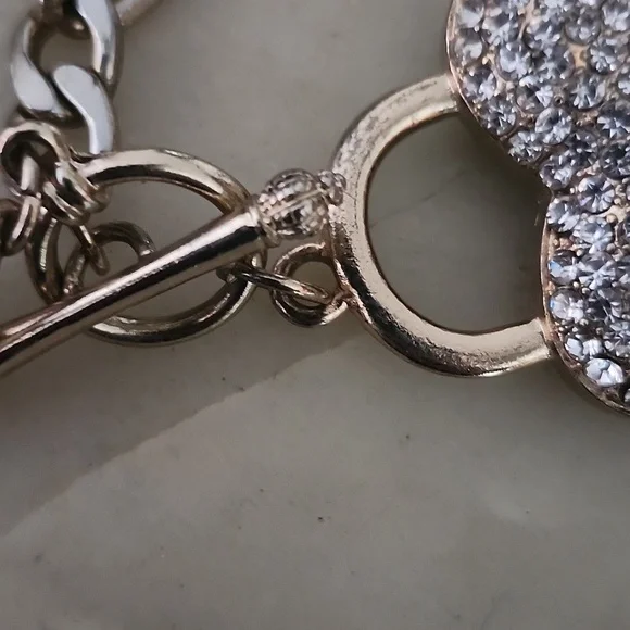 Heart Lock and Key Gold Tone Chain Pendant Necklace - Picture 13 of 16